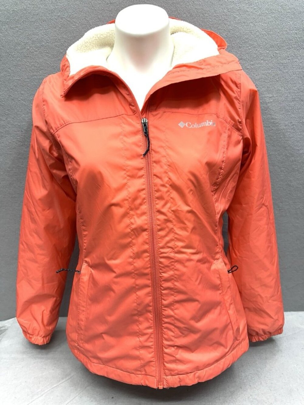 Columbia Jacket Women S Coral Waterproof Hooded Rain Omni-Tech Windbreaker Shell